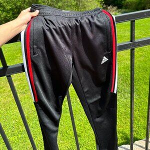 Adidas Soccer Pants Black with Red White & Blue Stripes Size M